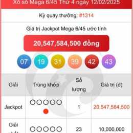 kết quả xổ số mega 6/45 hôm nay