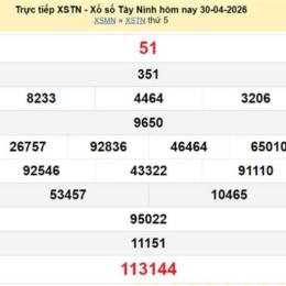 kết quả xổ số tây ninh ngày 30 tháng 04