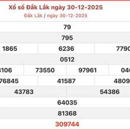 xổ số đắk lắk trong vòng 30 ngày