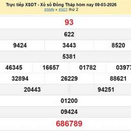 xổ số đồng tháp 9 tháng 3