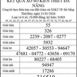 xổ số kiến thiết đà nẵng ngày 31 tháng 12