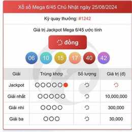 xổ số vietlott ngày 6 tháng 8